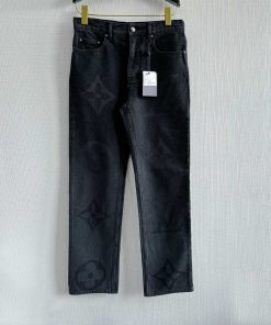 1v24fw渐变老花直筒牛仔裤定