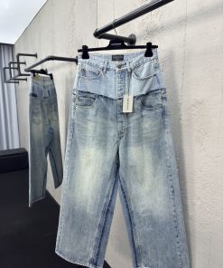 Balenciaga上下拼接牛仔长裤