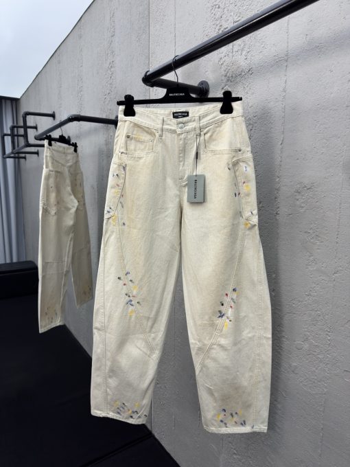 Balenciaga泼墨弯刀牛仔裤工