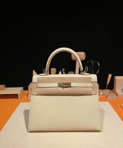 Kelly 25 Epsom皮 10奶昔白 金扣