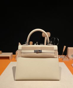 Kelly 25 Epsom皮 10奶昔白 银扣
