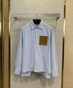 LOEWE罗意威皮标翻领衬衫正