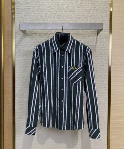 LV路易威登条纹织带蚕丝翻领衬衫