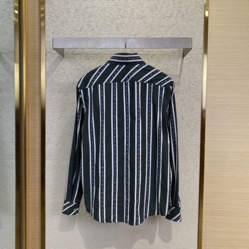 LV路易威登条纹织带蚕丝翻领衬衫 - 图片 4