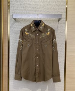 LV路易威登花卉钉珠刺绣翻领衬衫