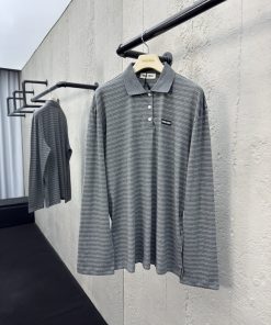 MIUMIU 条纹贴布POLO长袖工艺