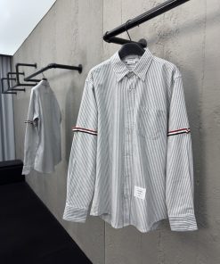 THOMBRKWNE双袖标志格纹衬衫_7392