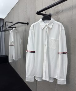 THOMBRKWNE棉质双袖标志衬衫