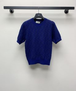 - 春夏新款圆领双F针织毛衣短袖S