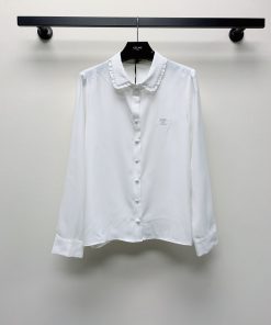 春夏新款翻领刺绣小圆扣衬衫SML