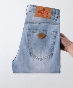 精品大牌PRADA男装牛仔裤夏季薄