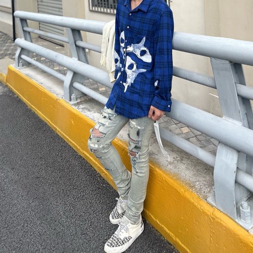 自主AMIRI手绘泼墨破洞做旧水_13601 - 图片 3