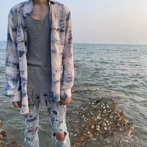 自主AMIRI手绘泼墨破洞做旧水_13601 - 图片 5