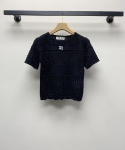 春夏新款圆领刺绣字母针织毛衣