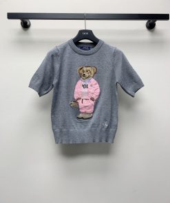 春夏新款圆领小熊针织毛衣短袖_11362